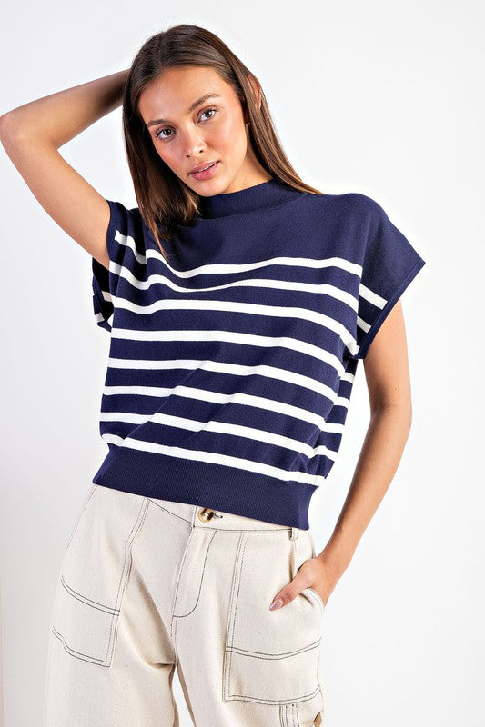 SHORT SLEEVE STRIPED TOP