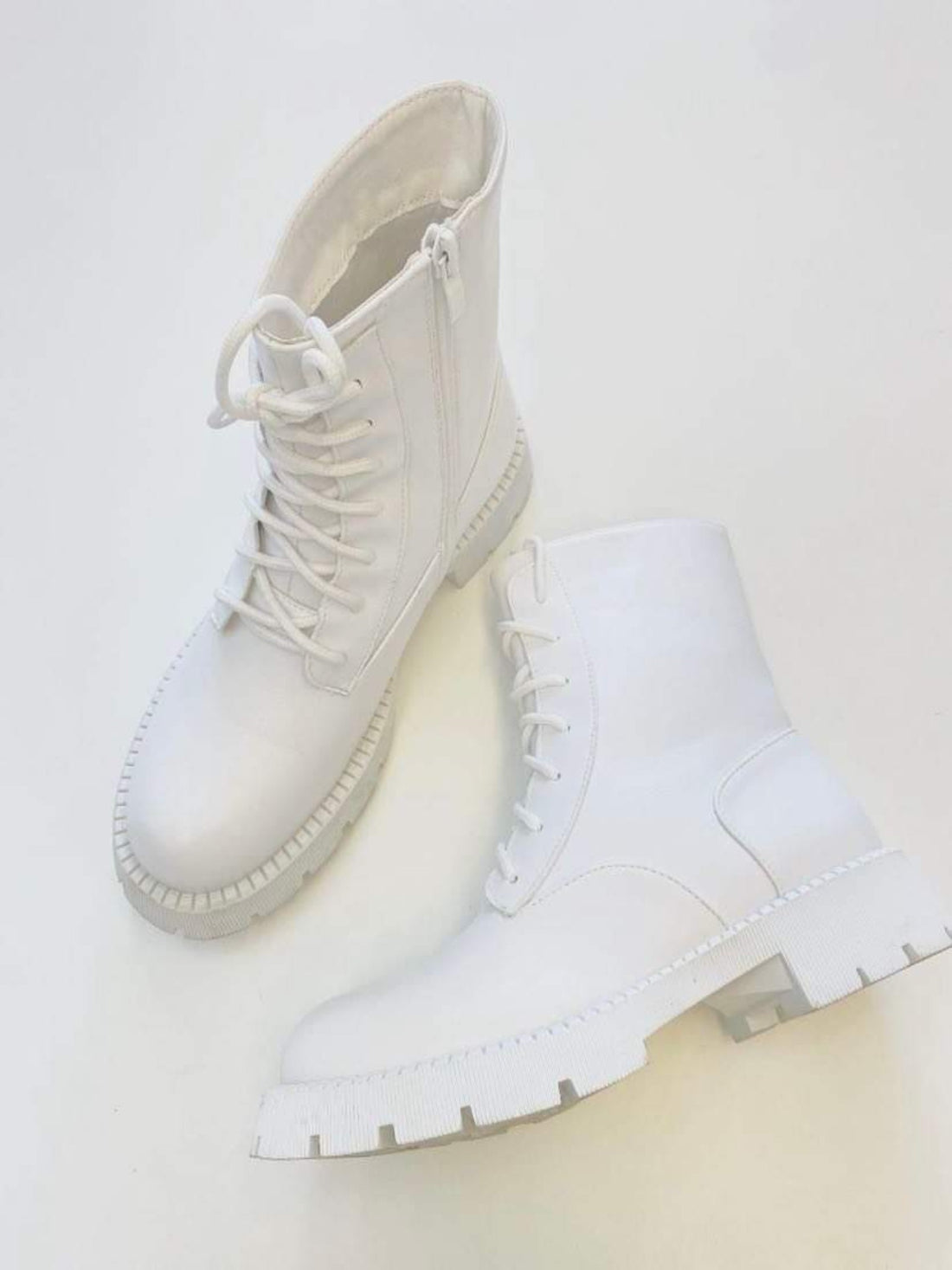 All WHITE COMBAT BOOTS