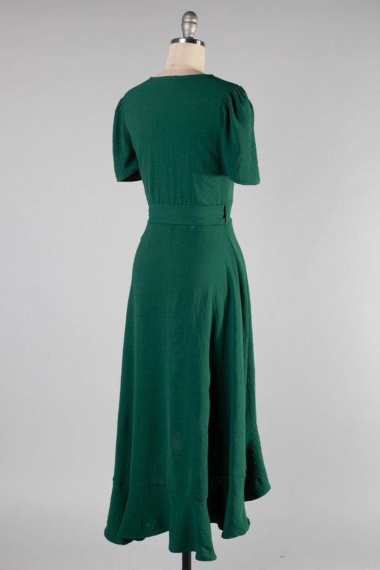 Robe midi cache-cœur unie