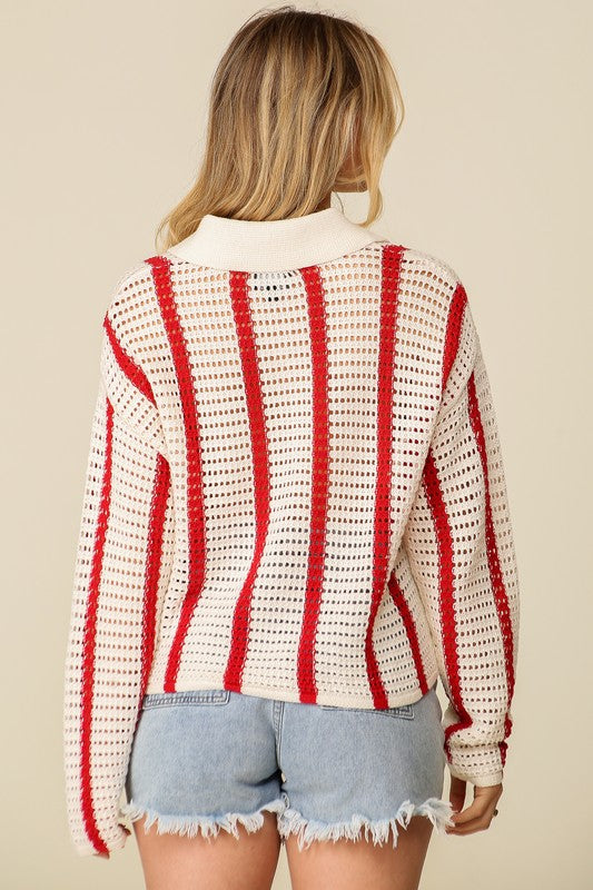 CROCHET BUTTON DOWN SWEATER TOP
