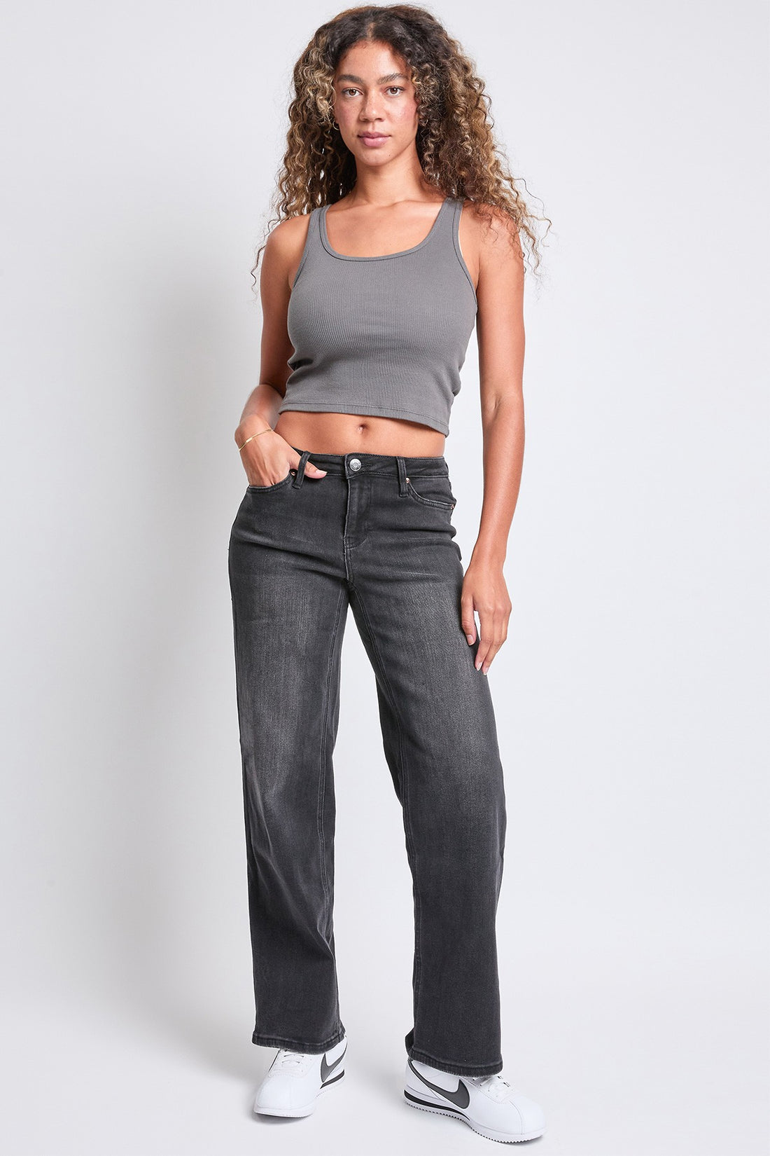 MIDE RISE WIDE LEG JEANS