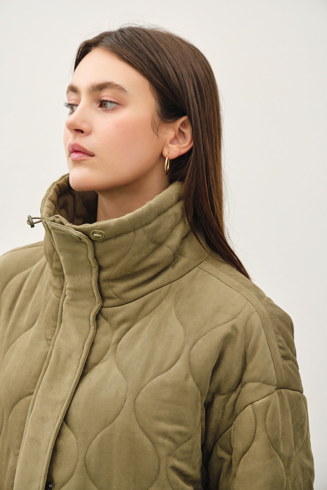 QUILTED PUFFER HIGH COLLAR JACKET