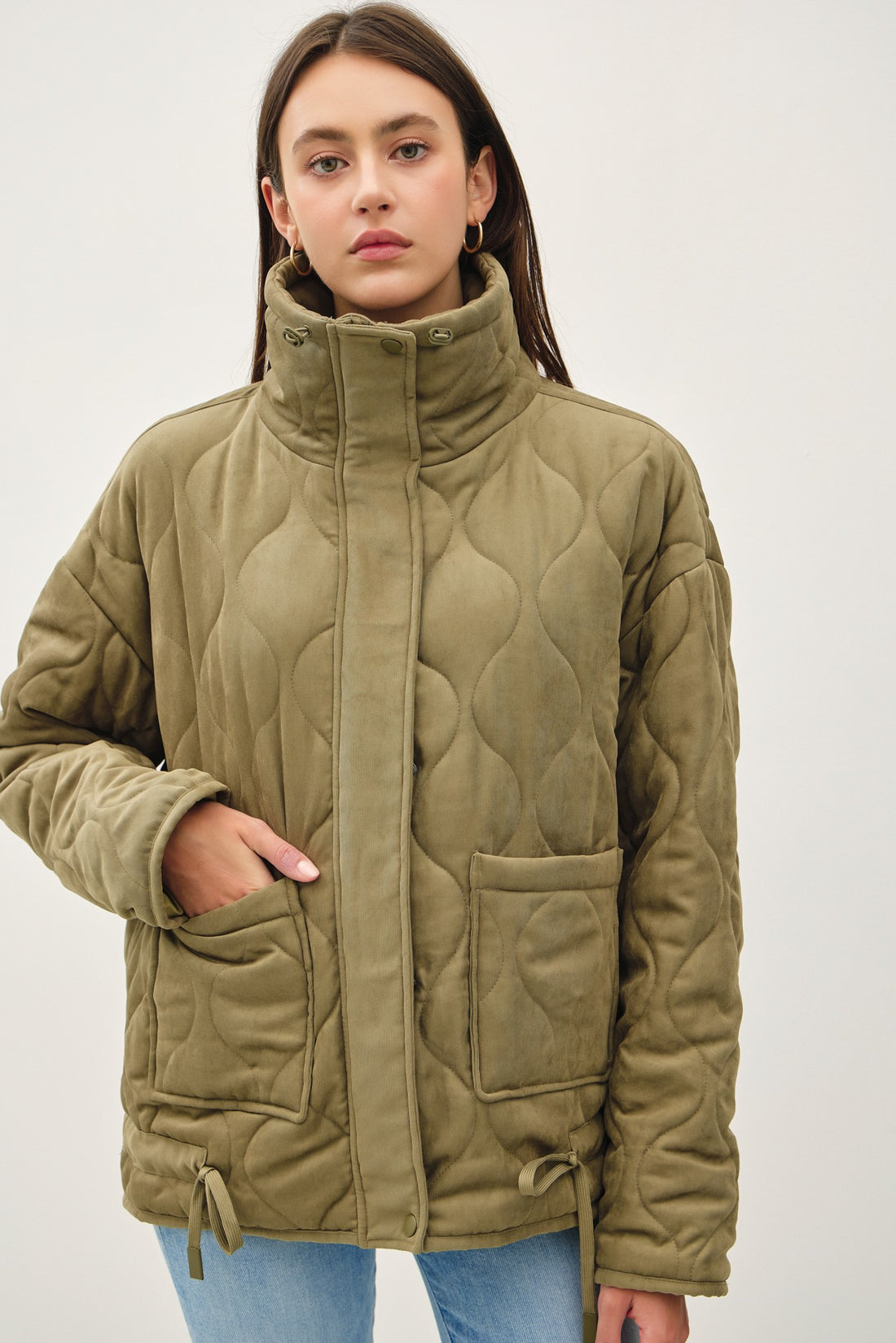 QUILTED PUFFER HIGH COLLAR JACKET