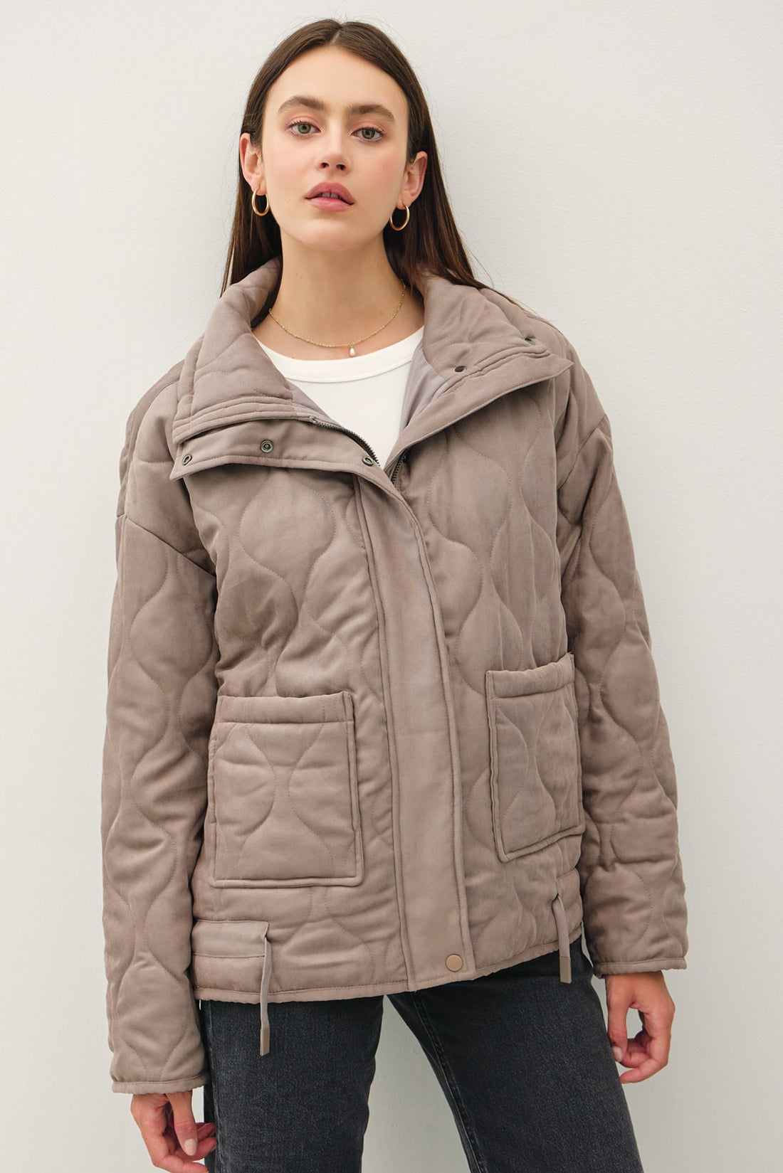 QUILTED PUFFER HIGH COLLAR JACKET