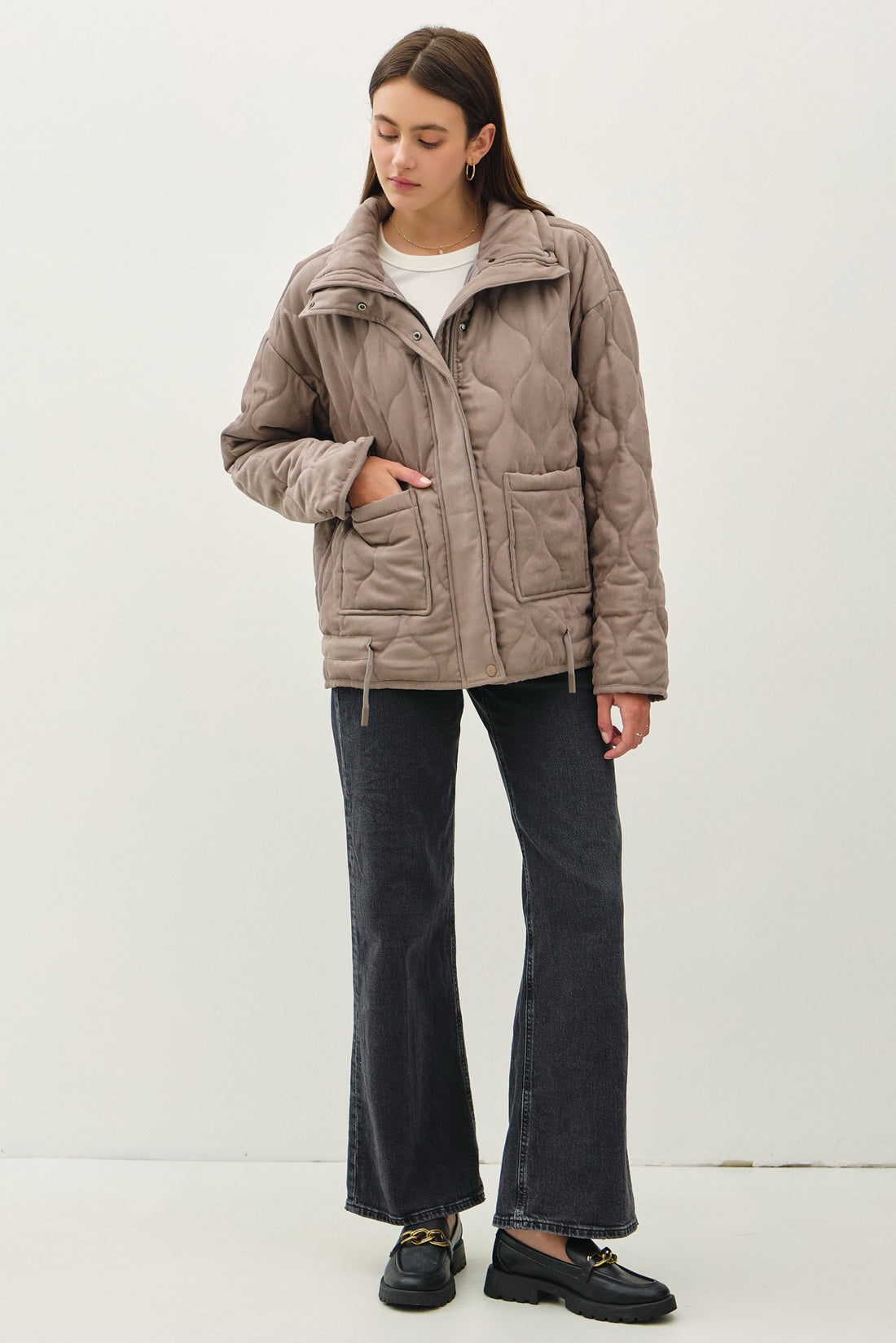 QUILTED PUFFER HIGH COLLAR JACKET