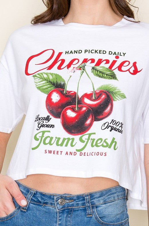 CHERRIES farm fresh crop top