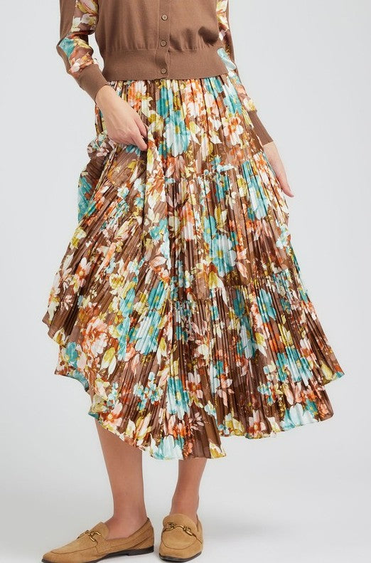 3-TIERED PLEATED LONG SKIRT