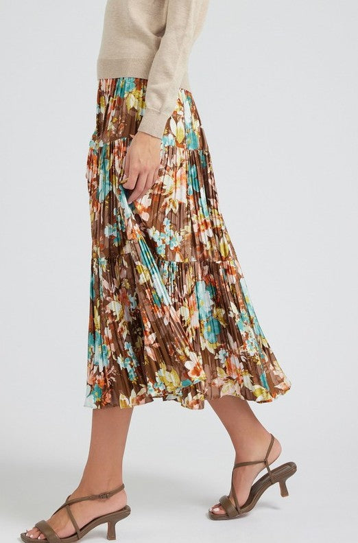 3-TIERED PLEATED LONG SKIRT