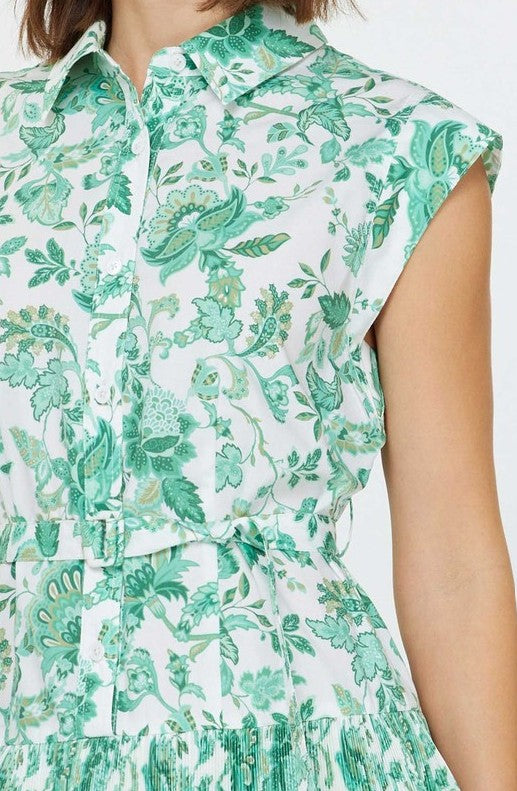 MINI-ROBE BOUTONNÉE À FLEURS