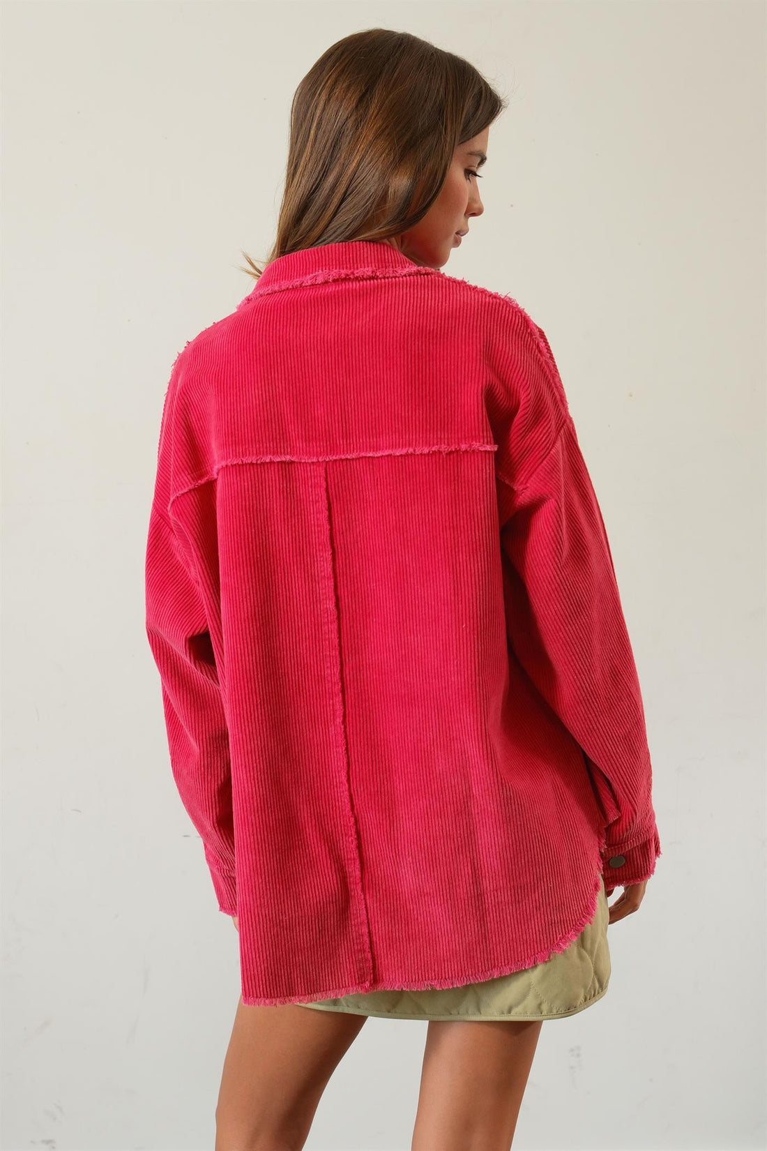 WASHED CORDUROY FRAYED SHACKET
