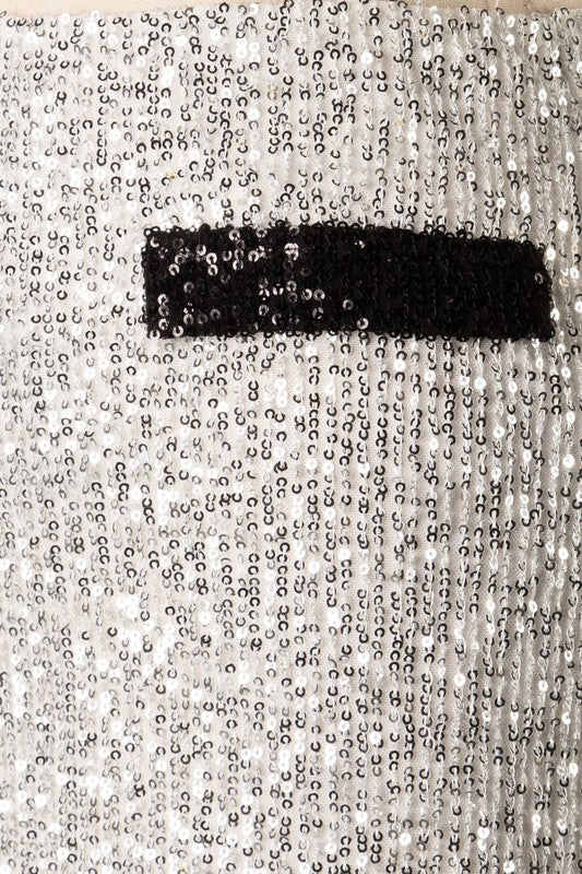 COLOR CONTRAST SEQUINS SKIRT