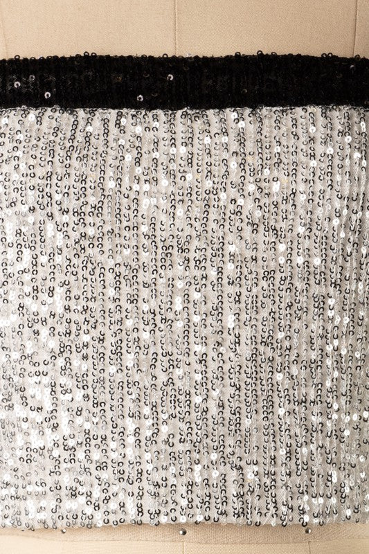 COLOR CONTRAST SEQUINS SKIRT