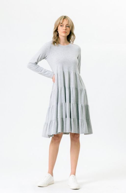 SLUB COTTON TIERED DRESS