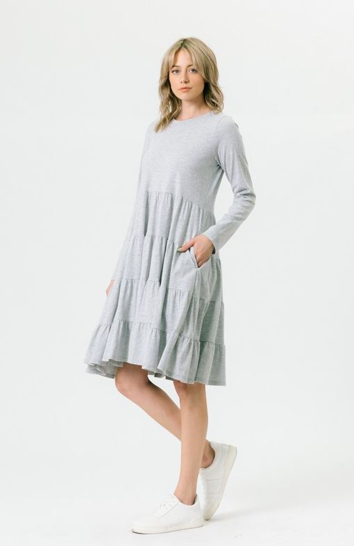 SLUB COTTON TIERED DRESS
