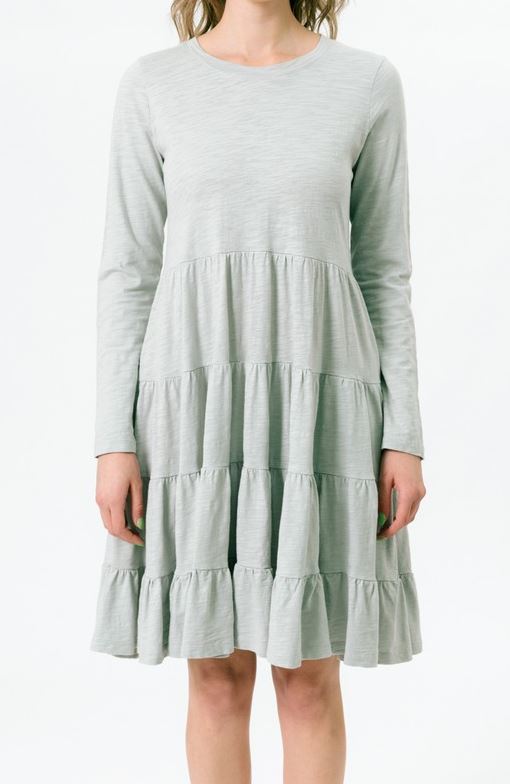 SLUB COTTON TIERED DRESS