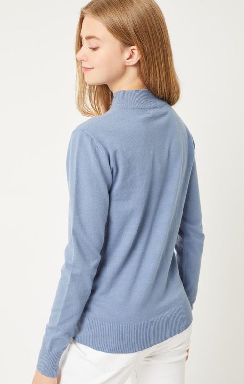 Knit Solid High Neck Sweater