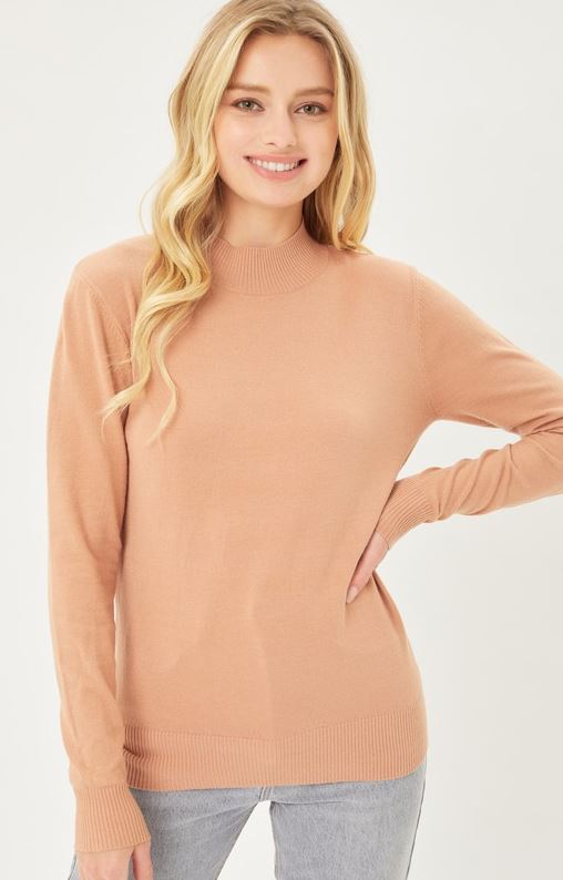 Knit Solid High Neck Sweater